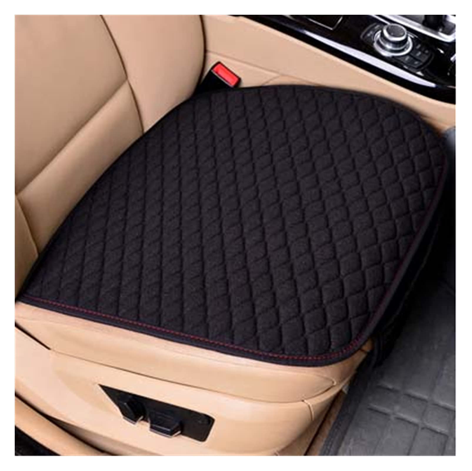 Autositzbezüge,Schonbezug Autositz Vorne Wäsche Stoff Auto Sitzbezug Vier Jahreszeiten Front Flachs Kissen Atmungsaktive Beschützer Matte Pad Auto Sitzschützer Autozubehör(Black) von KFXYSM