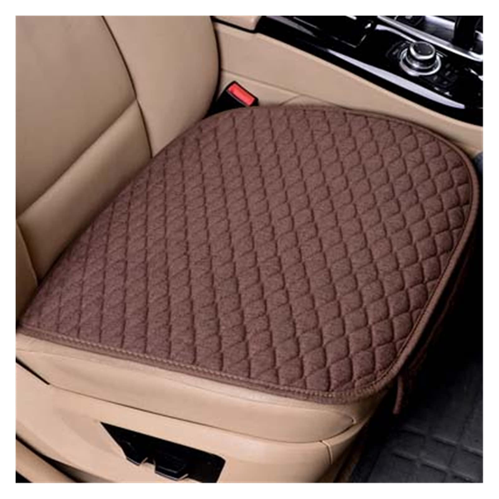 Autositzbezüge,Schonbezug Autositz Vorne Wäsche Stoff Auto Sitzbezug Vier Jahreszeiten Front Flachs Kissen Atmungsaktive Beschützer Matte Pad Auto Sitzschützer Autozubehör(Coffee) von KFXYSM