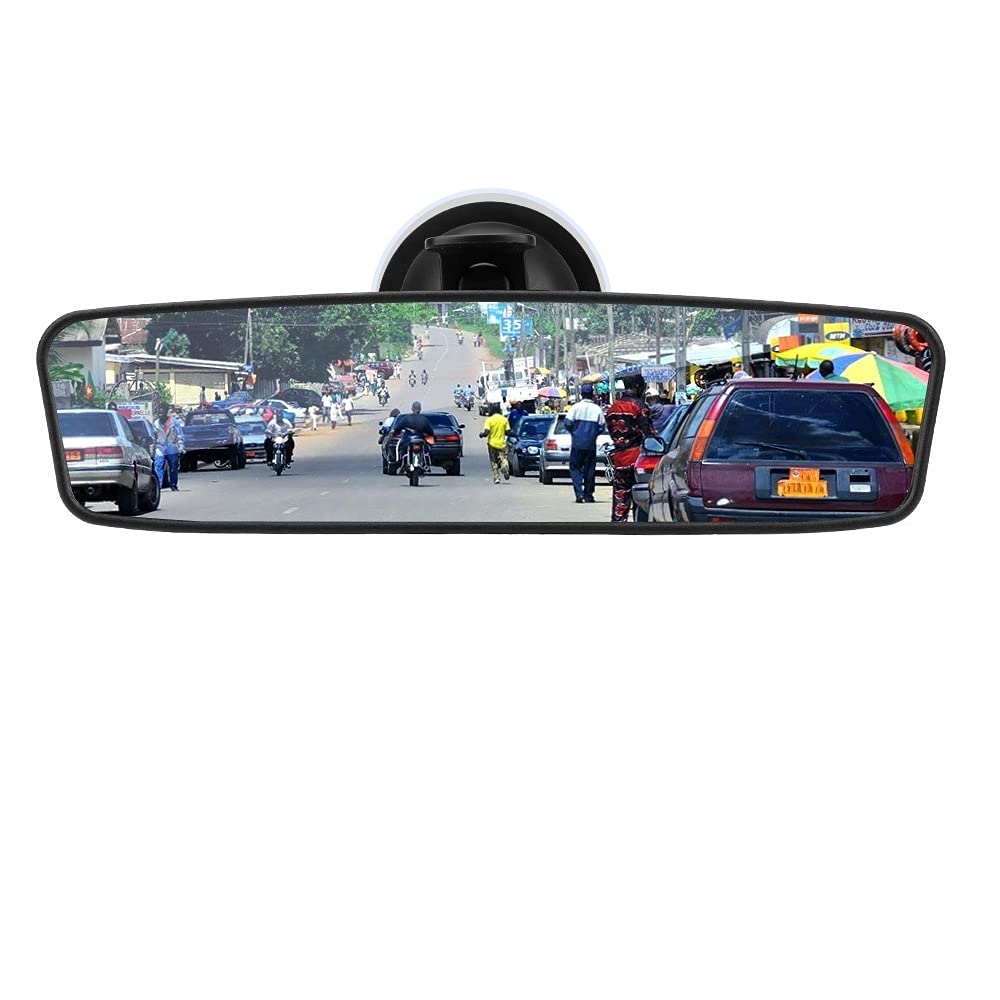 Autospiegel,Innenspiegel Auto 360 ° dreht Sich innen Rückansicht Spiegel Verstellbarer Saugnapf Auto Heckspiegel Weitwinkel Rückspiegel Universal(240x65 mm) von KFXYSM