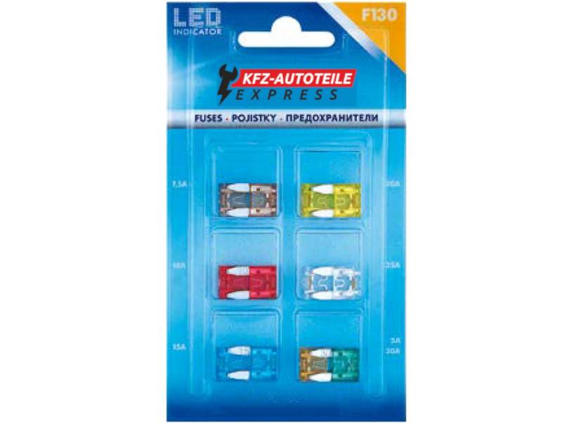 LED-Status Mini KFZ Auto Sicherungen Flachsicherungen, TFNL0, Set, 3A 5A 7,5A 10A 15A 20A 25A 30A, Stromstärke:Set 12 Verschiedene von KFZ-Autoteile Express