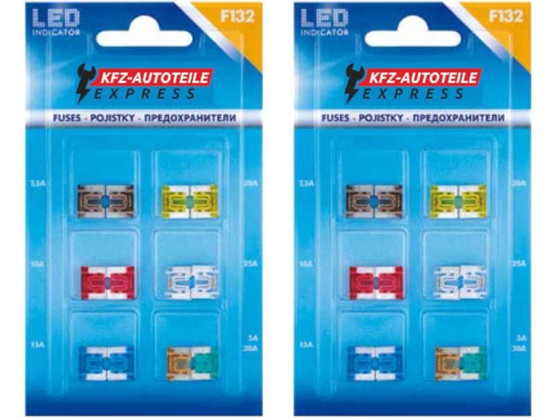 Sortiment, LED-Status Micro Low Profile KFZ Sicherungen, Set mit 24 Stück, 5A-30A von KFZ-Autoteile Express