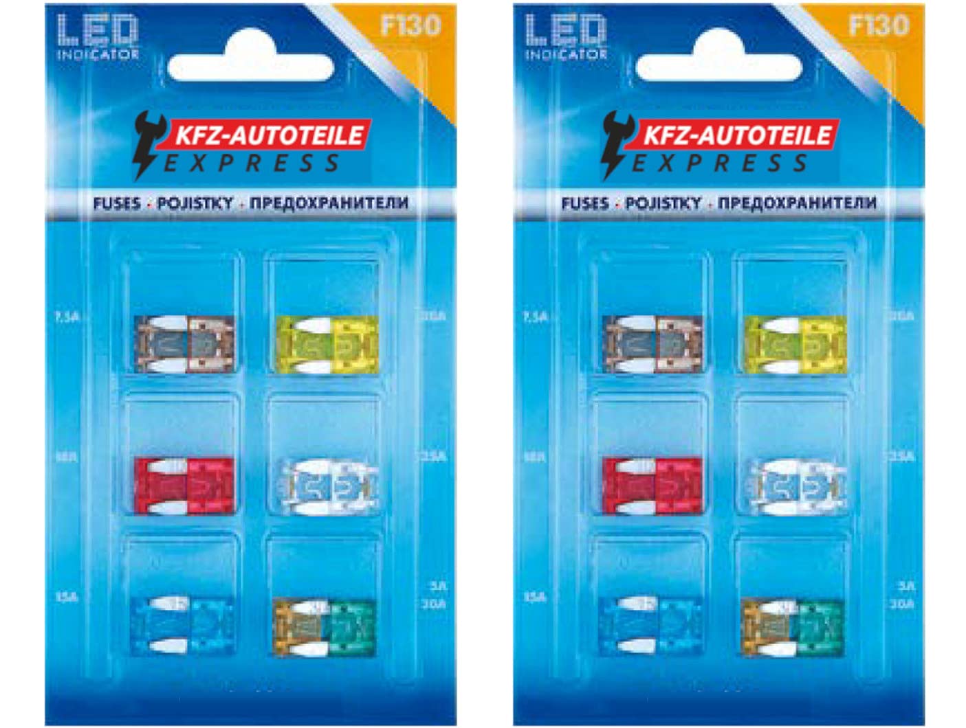 Sortiment, LED-Status Mini KFZ Sicherungen, Set mit 24 Stück, 5A 7,5A 10A 15A 20A 25A 30A von KFZ-Autoteile Express