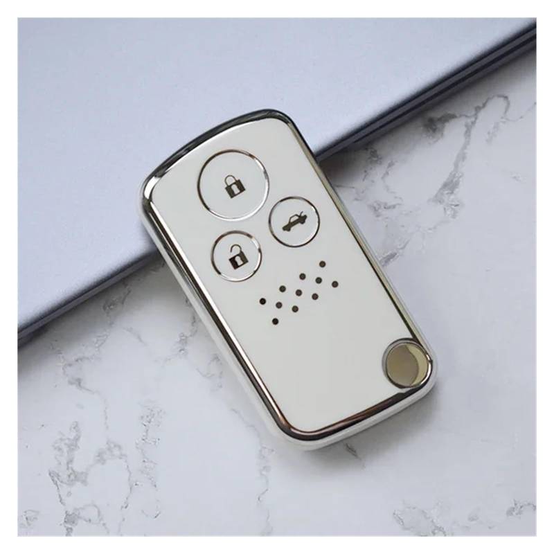 Autoschlüssel Ersatz Schlüssel Für CRV Fit Shuttle Fried Freed Spike StepWGN RG1 Spada CRZ TPU Auto Schlüsselanhänger Fall Abdeckung Shell Halter Schlüsselbund Schutz(White 3 Button) von KGFRDO