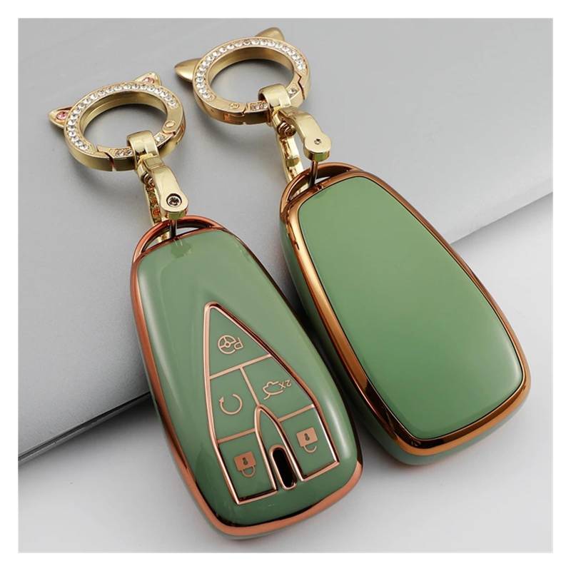 Autoschlüssel Ersatz Schlüssel Für Changan CS35 Plus CS75PLUS CS55PLUS TPU Auto Fernbedienung 3/4/5 Taste Schlüssel Fall Abdeckung Shell Halter Tasche Schlüssel Kette Zubehör(5B Green with Chain) von KGFRDO