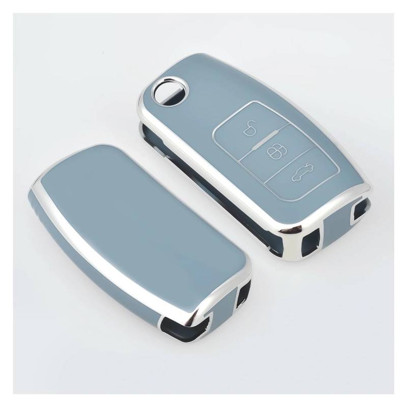 Autoschlüssel Ersatz Schlüssel Für Ford Focus 2 MK2 Fiesta Mondeo Galaxy Falcon Territory Ecosport Kuga Escape TPU Auto Schlüssel Fall Abdeckung Für Schlüssel Fob Fall Schlüsselanhänger(Blue Silver) von KGFRDO