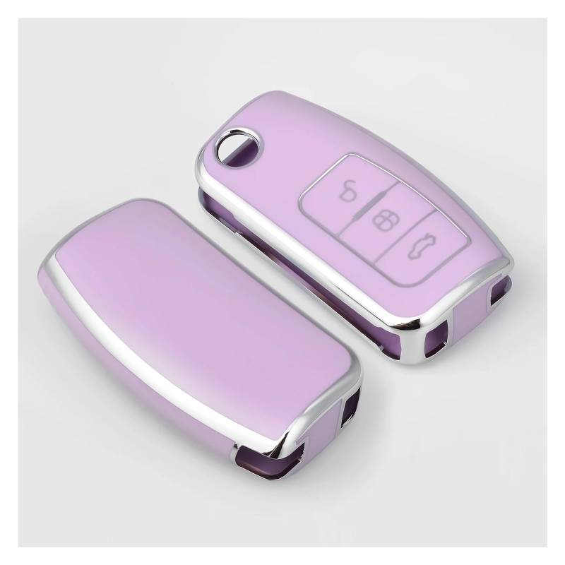Autoschlüssel Ersatz Schlüssel Für Ford Focus 2 MK2 Fiesta Mondeo Galaxy Falcon Territory Ecosport Kuga Escape Tpu Auto Schlüssel Fall Abdeckung Für Schlüssel Fob Fall Schlüsselanhänger(Purple silver) von KGFRDO