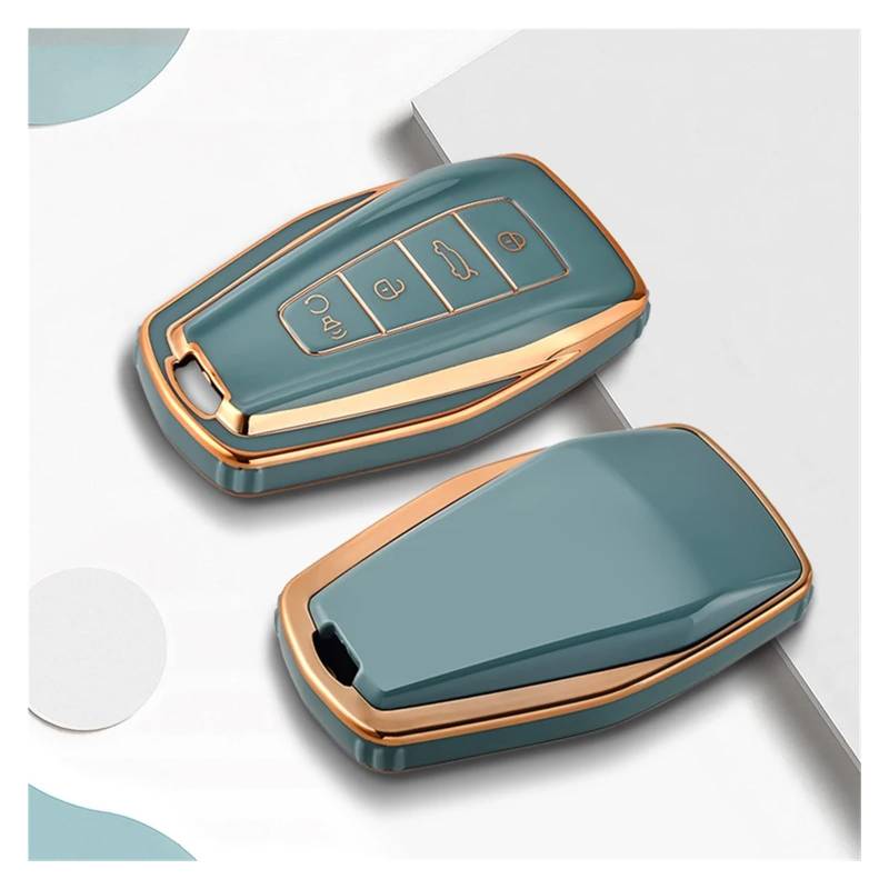 Autoschlüssel Ersatz Schlüssel Für Geely Coolray 2024 X6 Emgrand Global Hawk GX7 Volle Signal Auto Schlüssel Fall Abdeckung Für Geely Key Fob Abdeckung Mehrfarbig(Blue Gold) von KGFRDO