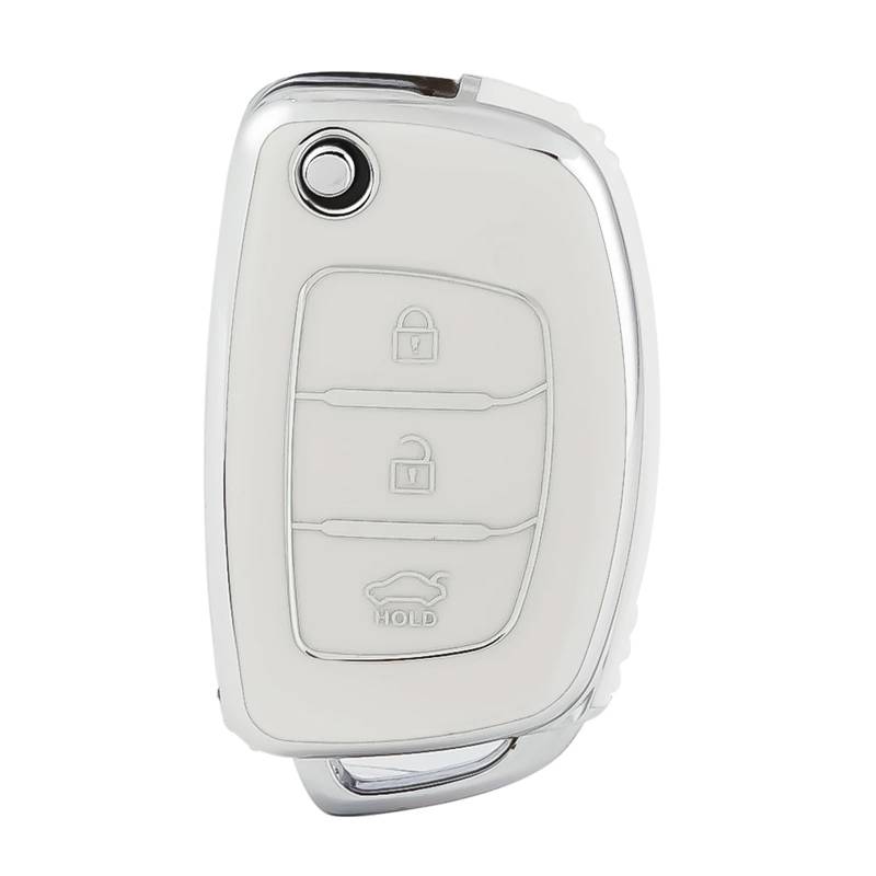 Autoschlüssel Ersatz Schlüssel Für Ix35 IX45 IX25 I10 I20 I30 HB20 Sonata Verna Solaris Santa Elantra Mistra 3 Tasten Weichen Auto Schlüssel Fall Abdeckung Schlüssel Tasche(White Silver) von KGFRDO