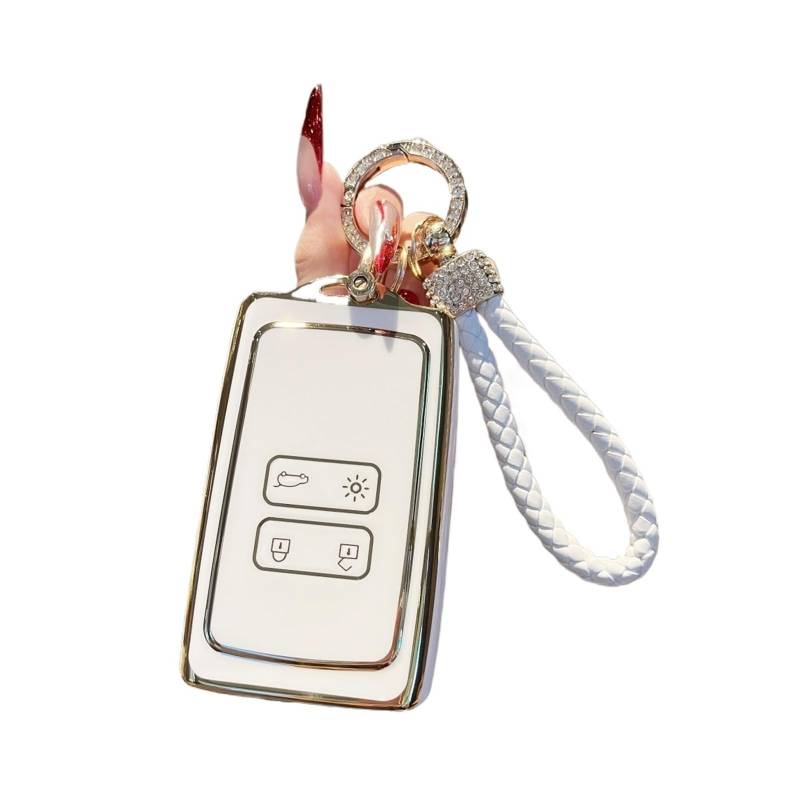 Autoschlüssel Ersatz Schlüssel Für Koleos Kadjar Clio Megane Talisman Espace Zoe Scenic Dacia Sandero Fob Auto Fernbedienung Schlüssel Fall Abdeckung Shell Keychain(White Gold set1) von KGFRDO