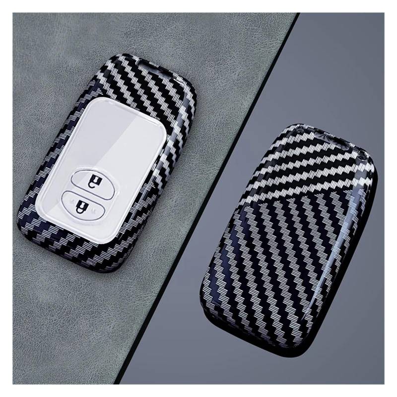 Autoschlüssel Ersatz Schlüssel Für Toyota Aqua RAV4 Land Cruiser Camry Prado Corolla Prius 2013 2014 2 3 Tasten Carbon Faser Auto Schlüssel Fall Abdeckung Schlüsselring Halter(2 Button White) von KGFRDO