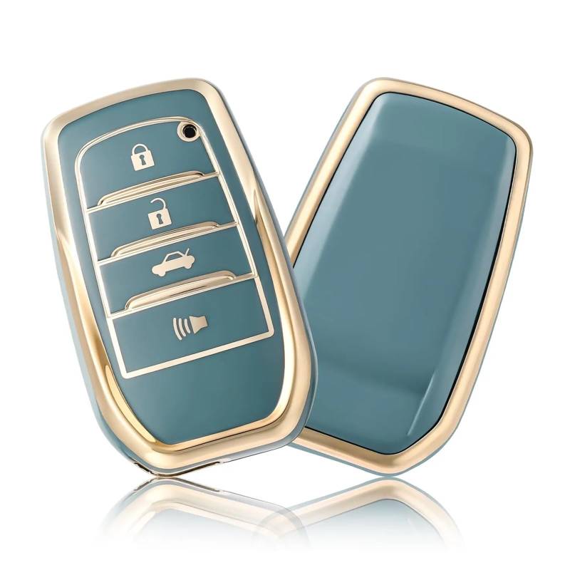 Autoschlüssel Ersatz Schlüssel Für Toyota Corolla Prius Camry CHR C-HR RAV4 Altis Land Cruiser Prado Mode TPU Auto Fernbedienung Schlüssel Fall Abdeckung Shell Fob Keyless(Blue Gold) von KGFRDO