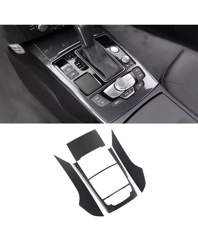 Für A6 Für C7 2012 2013 2014 2015 2016 2017 2018 Auto Styling Center Konsole Getriebe Shift Rahmen Trim Streifen Zubehör(Carbon Fiber Texture) von KGFRDO