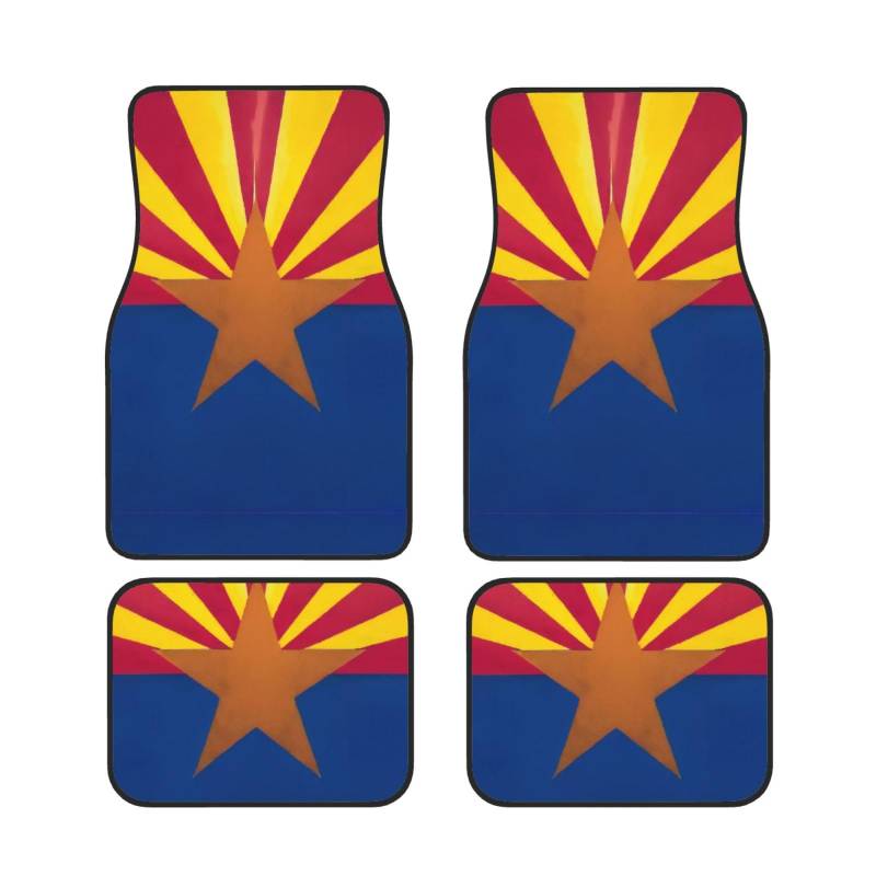 Arizona Flagge Auto Fußmatten Set von 4 Stück, Universal Automotive Vorne Hinten Fußmatten - Wasserdicht Anti-Rutsch-Neopren Leicht zu Reinigen für PKW LKW SUV von KHDKLXOHZ