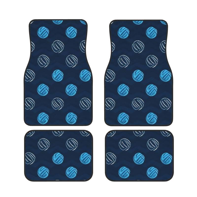 Blau Volleyball Auto Fußmatten Set von 4 Stück Universal Automotive Vorne Hinten Fußmatten - Wasserdicht Anti-Rutsch-Neopren Leicht zu Reinigen für PKW LKW SUV von KHDKLXOHZ