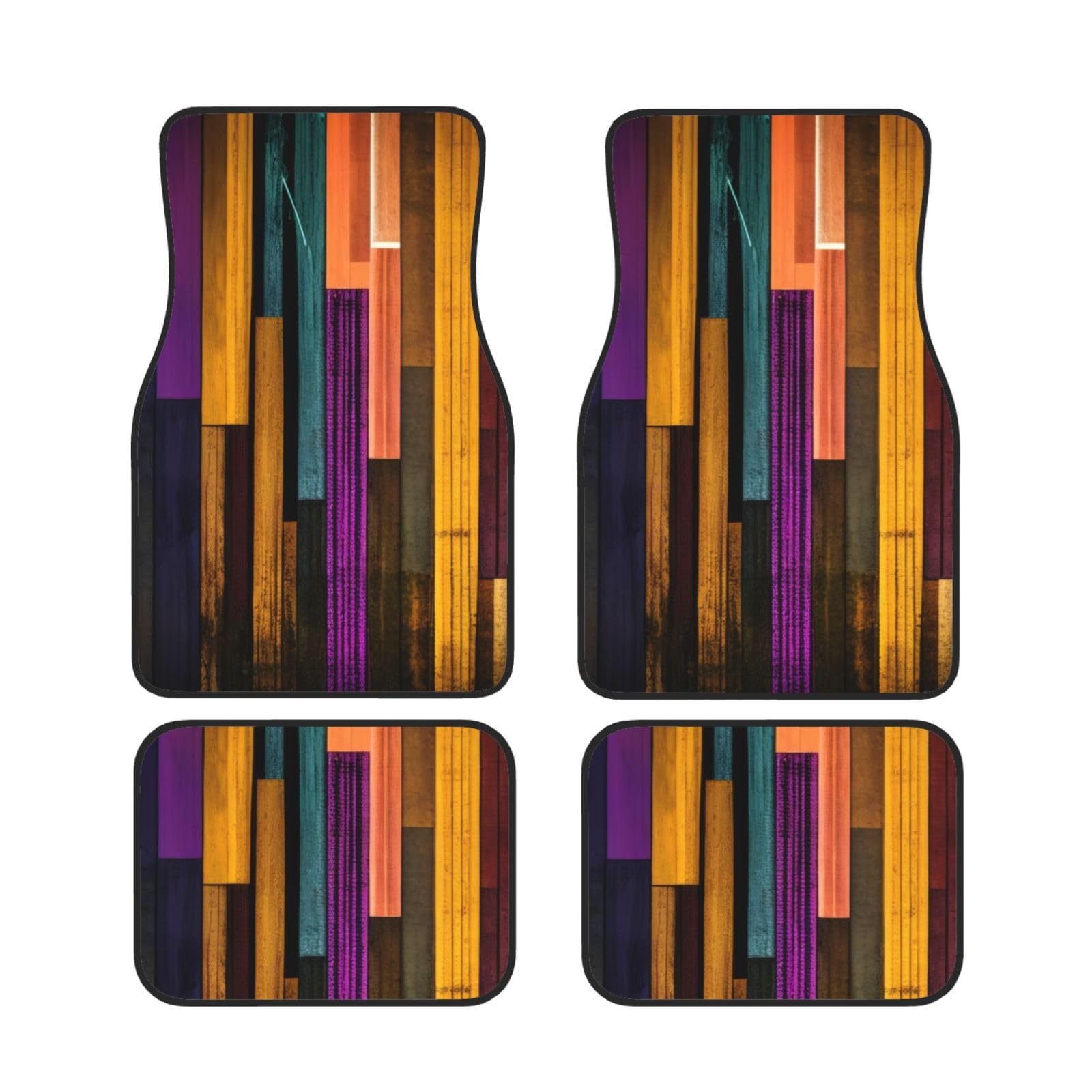Bunte Holz-Fußmatten-Set, 4-teilig, universal, für vorne und hinten, wasserdicht, rutschfest, Neopren, leicht zu reinigen, für Autos, LKWs, SUVs Bunte Holz-Fußmatten-Set, 4-teilig, universal, für vorne und hinten, wasserdicht, rutschfest, Neopren, leicht zu reinigen, für Autos, LKWs, SUVs von KHDKLXOHZ