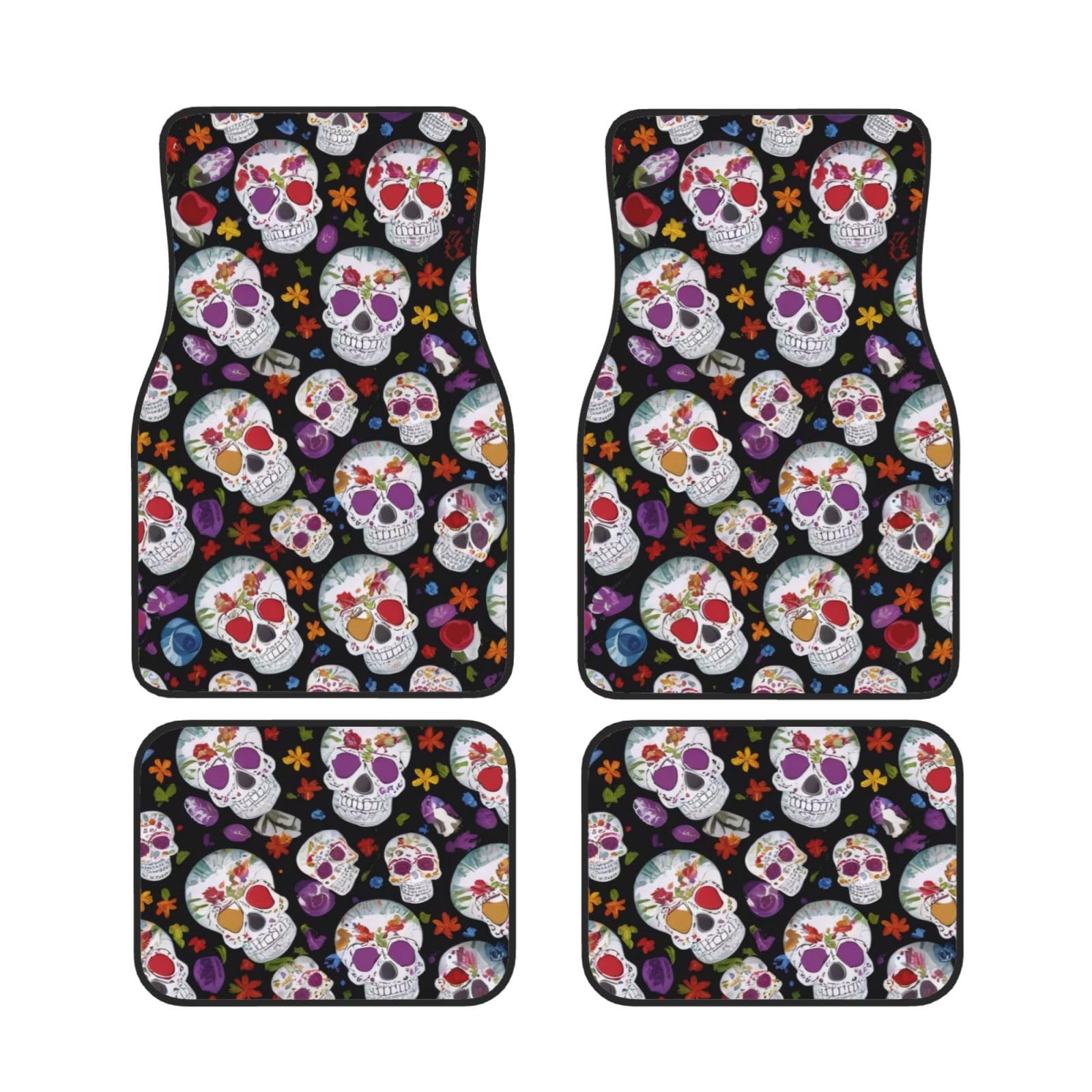 Color Skulls Auto Fußmatten Set von 4 Stück, Universal Automotive vorne hinten Fußmatten - Wasserdichtes Anti-Rutsch-Neopren, leicht zu reinigen, für Auto, LKW, SUV Color Skulls Auto Fußmatten Set von 4 Stück, Universal Automotive vorne hinten Fußmatten - Wasserdichtes Anti-Rutsch-Neopren, leicht zu reinigen, für Auto, LKW, SUV von KHDKLXOHZ