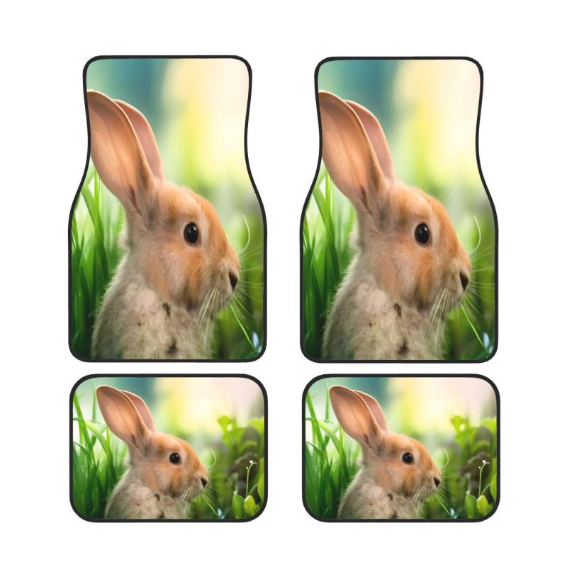 Cute Bunny Auto Fußmatten Set von 4 Stück Universal Automotive Front Rear Floor Fußmatten - Wasserdicht Anti-Rutsch-Neopren Leicht zu Reinigen für PKW LKW SUV von KHDKLXOHZ