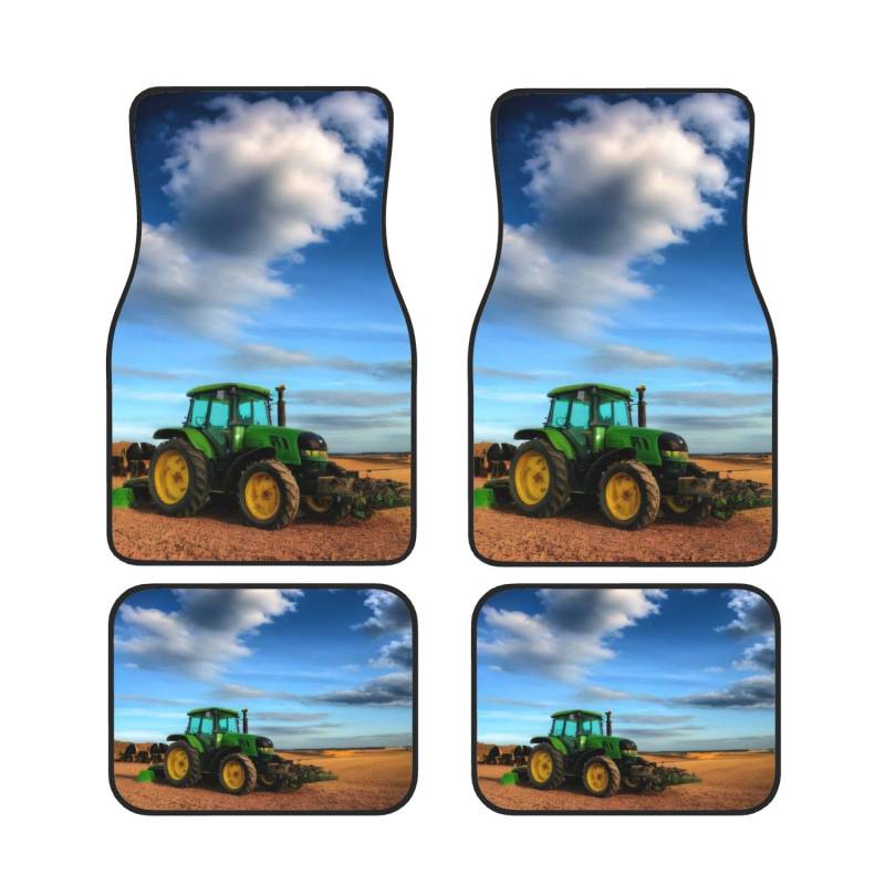 Fantasy Farm Traktor Auto Fußmatten Set von 4 Stück, Universal Automotive Vorne Hinten Fußmatten - Wasserdicht Anti-Rutsch-Neopren Leicht zu Reinigen für PKW LKW SUV von KHDKLXOHZ