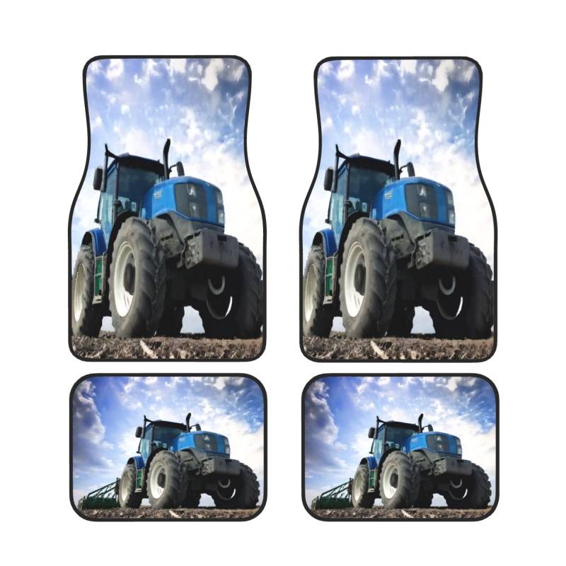 Farm Traktor Auto Fußmatten Set von 4 Stück, Universal Automotive Vorne Hinten Fußmatten - Wasserdicht Anti-Rutsch-Neopren Leicht zu Reinigen für PKW LKW SUV von KHDKLXOHZ