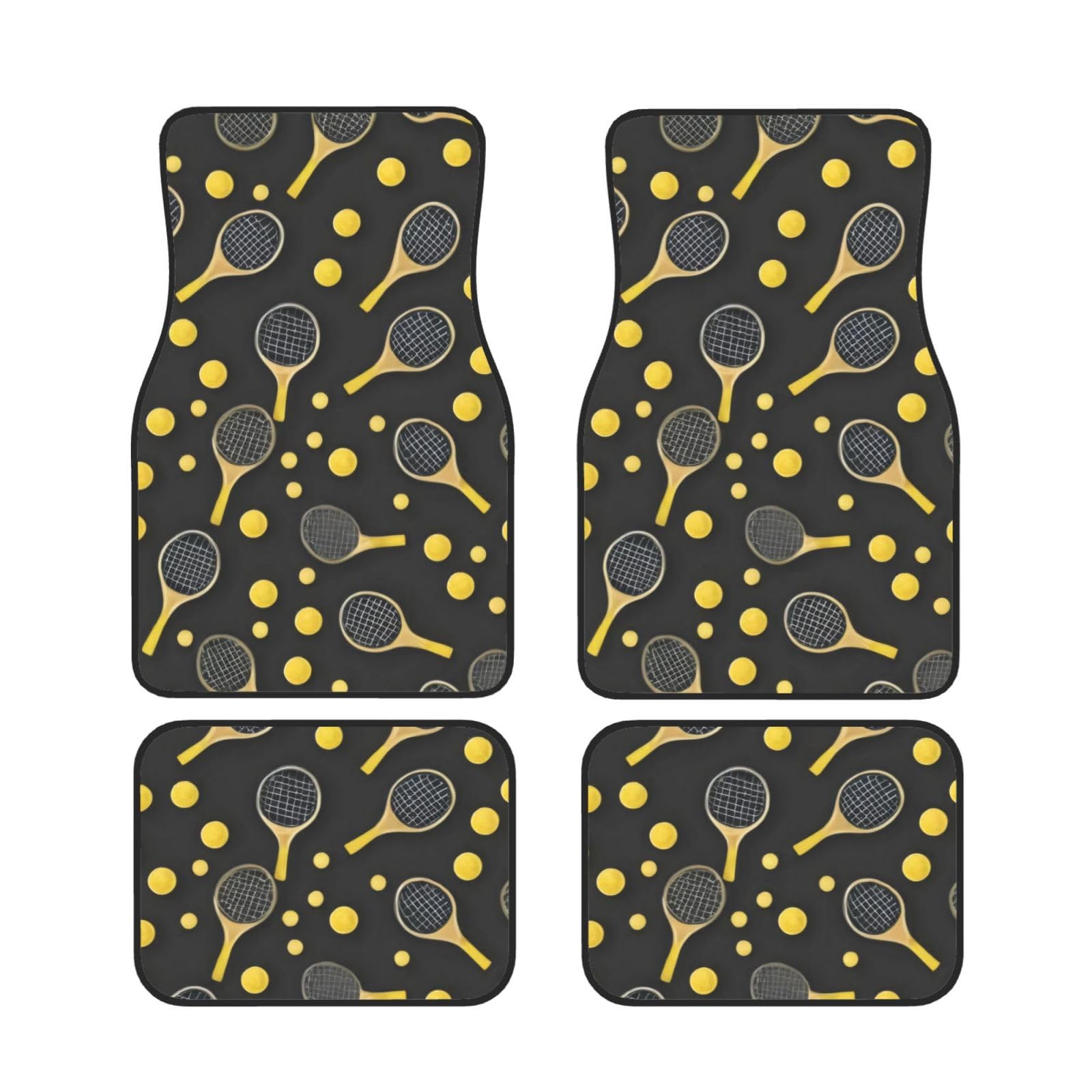 Funny Tennisschläger und Tennisbälle Auto Fußmatten Set von 4 Stück, Universal Automotive Front Rear Floor Fußmatten - Wasserdichtes Anti-Rutsch-Neopren, Leicht zu Reinigen, für Auto, LKW, SUV Funny Tennisschläger und Tennisbälle Auto Fußmatten Set von 4 Stück, Universal Automotive Front Rear Floor Fußmatten - Wasserdichtes Anti-Rutsch-Neopren, Leicht zu Reinigen, für Auto, LKW, SUV von KHDKLXOHZ