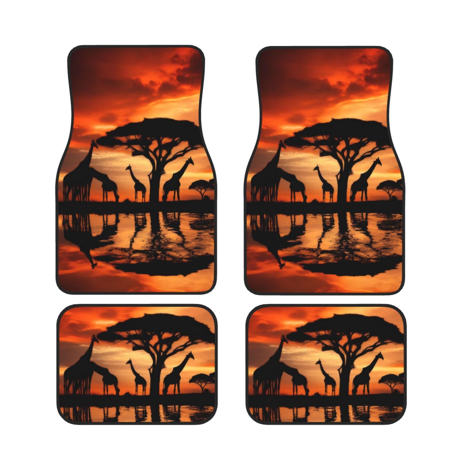 Giraffe unter dem Baum in Afrika Auto Fußmatten Set von 4 Stück, Universal Automotive Front Rear Floor Fußmatten - Wasserdichtes Anti-Rutsch-Neopren, leicht zu reinigen, für Auto, LKW, SUV Giraffe unter dem Baum in Afrika Auto Fußmatten Set von 4 Stück, Universal Automotive Front Rear Floor Fußmatten - Wasserdichtes Anti-Rutsch-Neopren, leicht zu reinigen, für Auto, LKW, SUV von KHDKLXOHZ