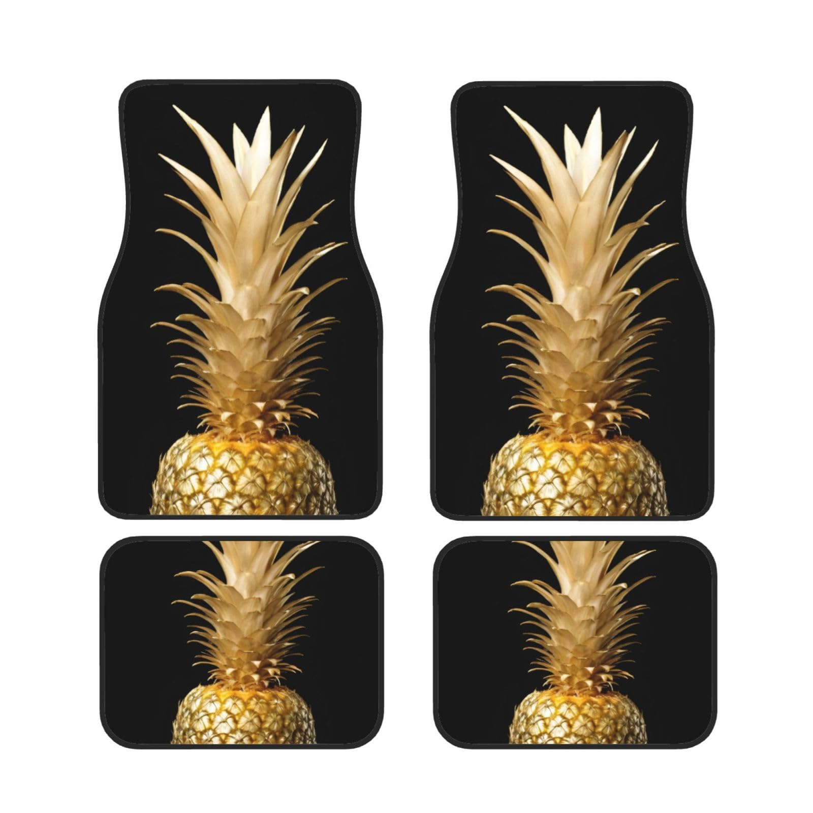 Gold Ananas Auto Fußmatten Set von 4 Stück, Universal Automotive Vorne Hinten Fußmatten - Wasserdicht Anti-Rutsch-Neopren Leicht zu Reinigen für PKW LKW SUV Gold Ananas Auto Fußmatten Set von 4 Stück, Universal Automotive Vorne Hinten Fußmatten - Wasserdicht Anti-Rutsch-Neopren Leicht zu Reinigen für PKW LKW SUV von KHDKLXOHZ
