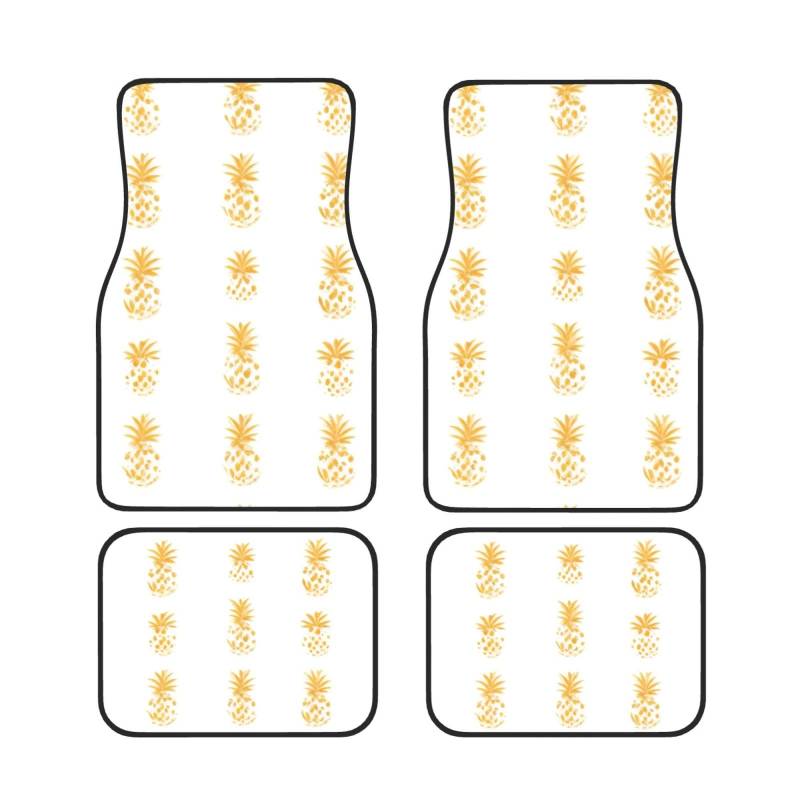 Gold Ananas Hintergrund Auto Fußmatten Set von 4 Stück Universal Automotive Front Rear Floor Fußmatten - Wasserdicht Anti-Rutsch-Neopren Leicht zu Reinigen für PKW LKW SUV von KHDKLXOHZ