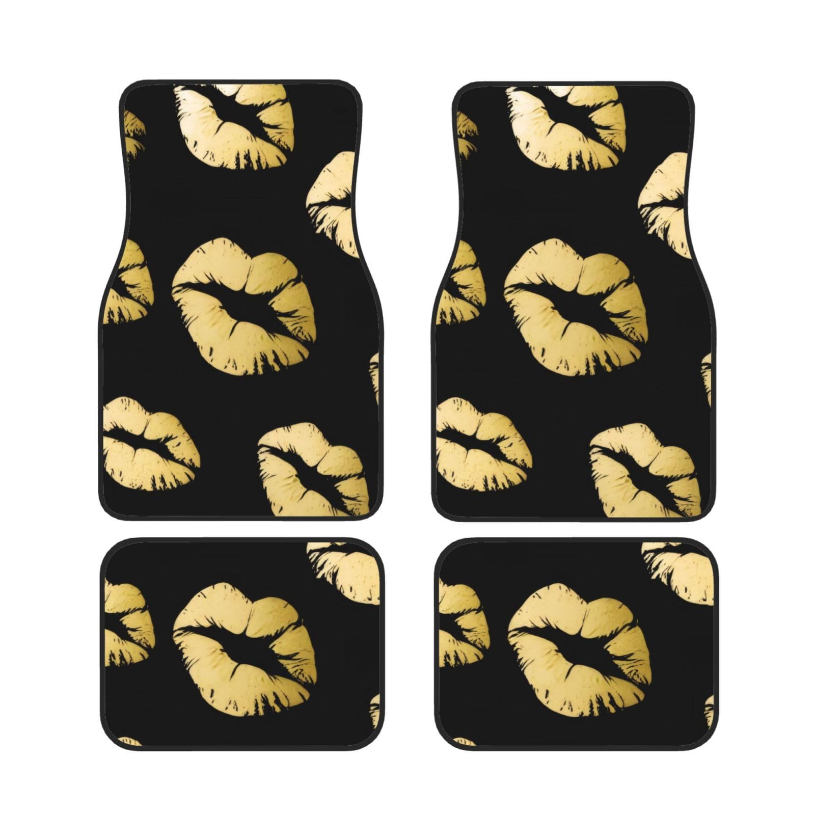Gold Lips Auto Fußmatten Set von 4 Stück, Universal Automotive Vorne Hinten Fußmatten - Wasserdicht Anti-Rutsch-Neopren Leicht zu Reinigen für PKW LKW SUV Gold Lips Auto Fußmatten Set von 4 Stück, Universal Automotive Vorne Hinten Fußmatten - Wasserdicht Anti-Rutsch-Neopren Leicht zu Reinigen für PKW LKW SUV von KHDKLXOHZ