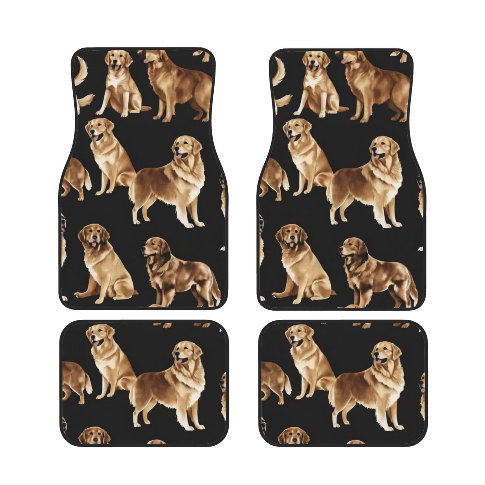 Golden Retrievers Auto Fußmatten Set von 4 Stück, Universal Automotive Vorne Hinten Fußmatten - Wasserdicht Anti-Rutsch-Neopren Leicht zu Reinigen für PKW LKW SUV Golden Retrievers Auto Fußmatten Set von 4 Stück, Universal Automotive Vorne Hinten Fußmatten - Wasserdicht Anti-Rutsch-Neopren Leicht zu Reinigen für PKW LKW SUV von KHDKLXOHZ