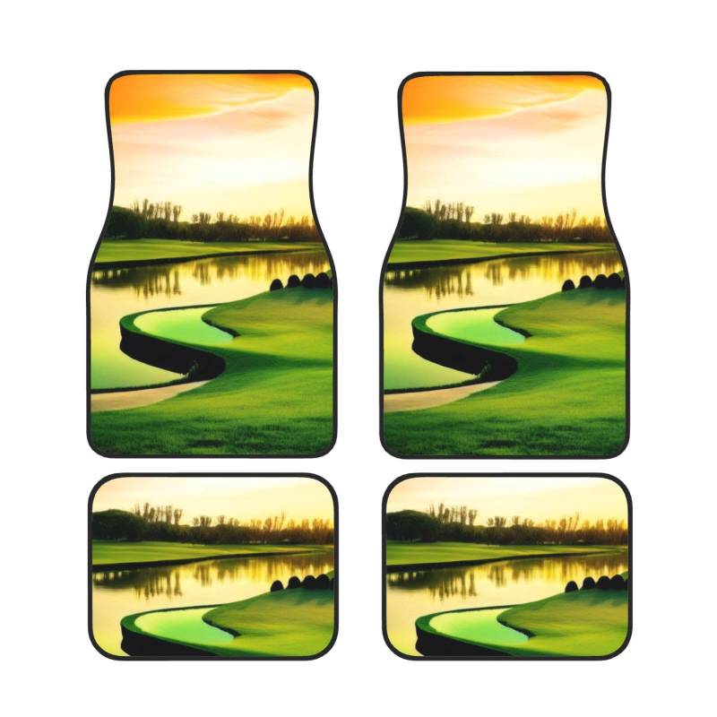 Golf Course Auto Fußmatten Set von 4 Stück, Universal Automotive Vorne Hinten Fußmatten - Wasserdicht Anti-Rutsch-Neopren Leicht zu Reinigen für PKW LKW SUV von KHDKLXOHZ
