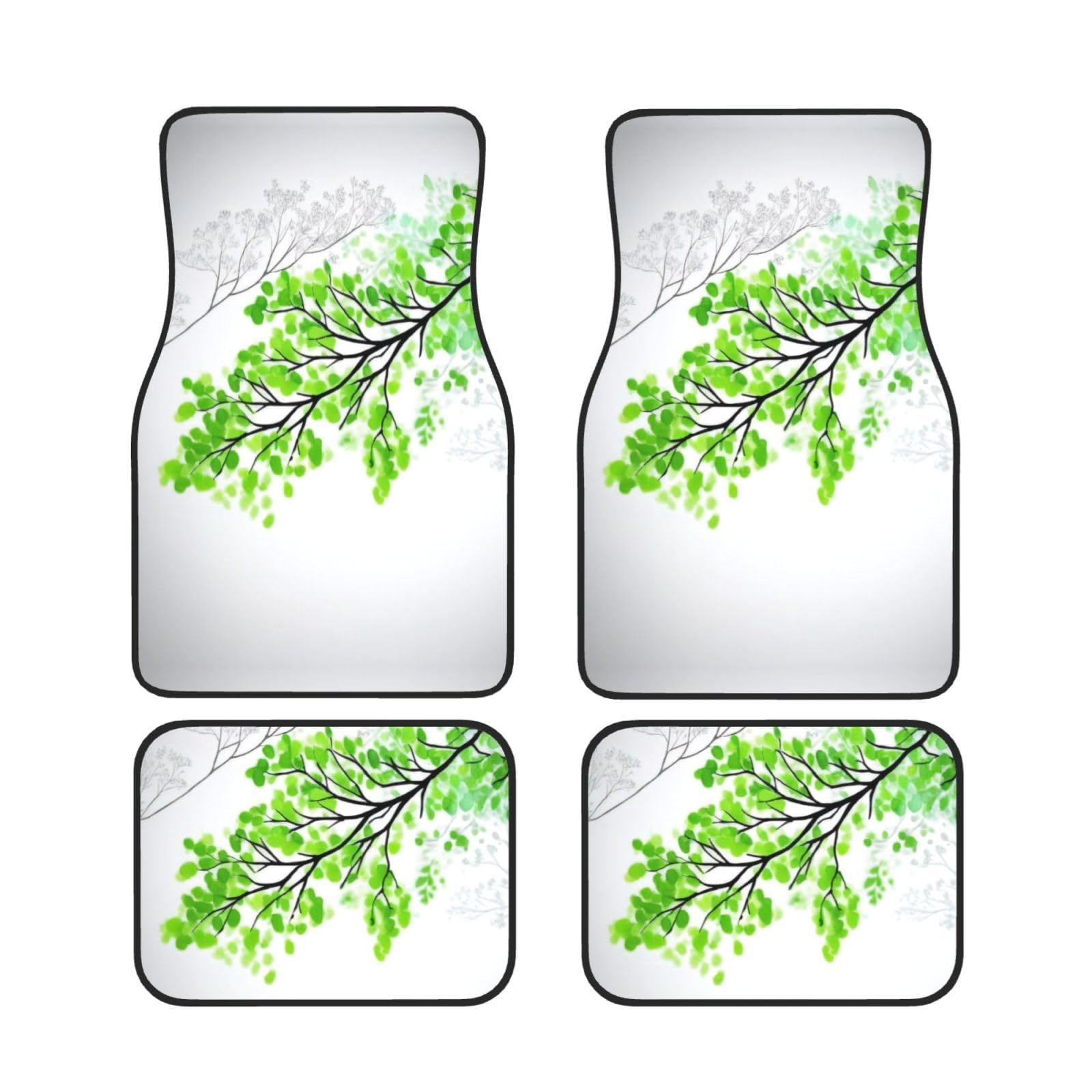 Green and White Leaf Auto Fußmatten Set von 4 Stück Universal Automotive Front Rear Floor Fußmatten - Wasserdicht Anti-Rutsch-Neopren Leicht zu Reinigen für PKW LKW SUV Green and White Leaf Auto Fußmatten Set von 4 Stück Universal Automotive Front Rear Floor Fußmatten - Wasserdicht Anti-Rutsch-Neopren Leicht zu Reinigen für PKW LKW SUV von KHDKLXOHZ