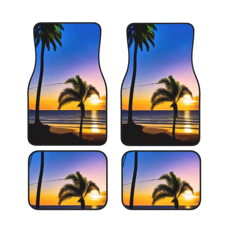 Hawaii Beach Auto Fußmatten Set von 4 Stück, Universal Automotive Vorne Hinten Fußmatten - Wasserdicht Anti-Rutsch-Neopren Leicht zu Reinigen für PKW LKW SUV von KHDKLXOHZ
