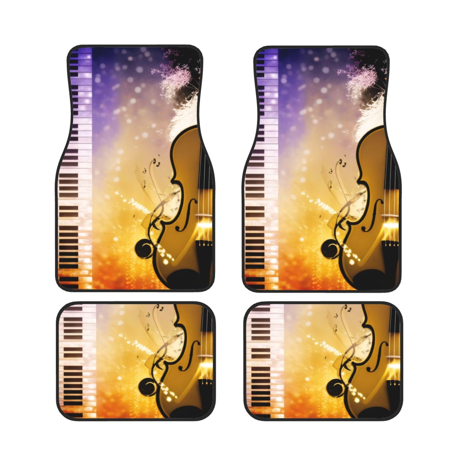Klavier-Violin-Musiknoten Auto Fußmatten Set von 4 Stück, Universal Automotive Vorne Hinten Fußmatten - Wasserdicht Anti-Rutsch-Neopren, Leicht zu Reinigen, für Auto, LKW, SUV Klavier-Violin-Musiknoten Auto Fußmatten Set von 4 Stück, Universal Automotive Vorne Hinten Fußmatten - Wasserdicht Anti-Rutsch-Neopren, Leicht zu Reinigen, für Auto, LKW, SUV von KHDKLXOHZ