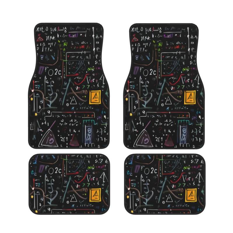 MATH FORMULA Auto Fußmatten Set von 4 Stück, Universal Automotive Vorne Hinten Fußmatten - Wasserdicht Anti-Rutsch-Neopren Leicht zu Reinigen für PKW LKW SUV von KHDKLXOHZ