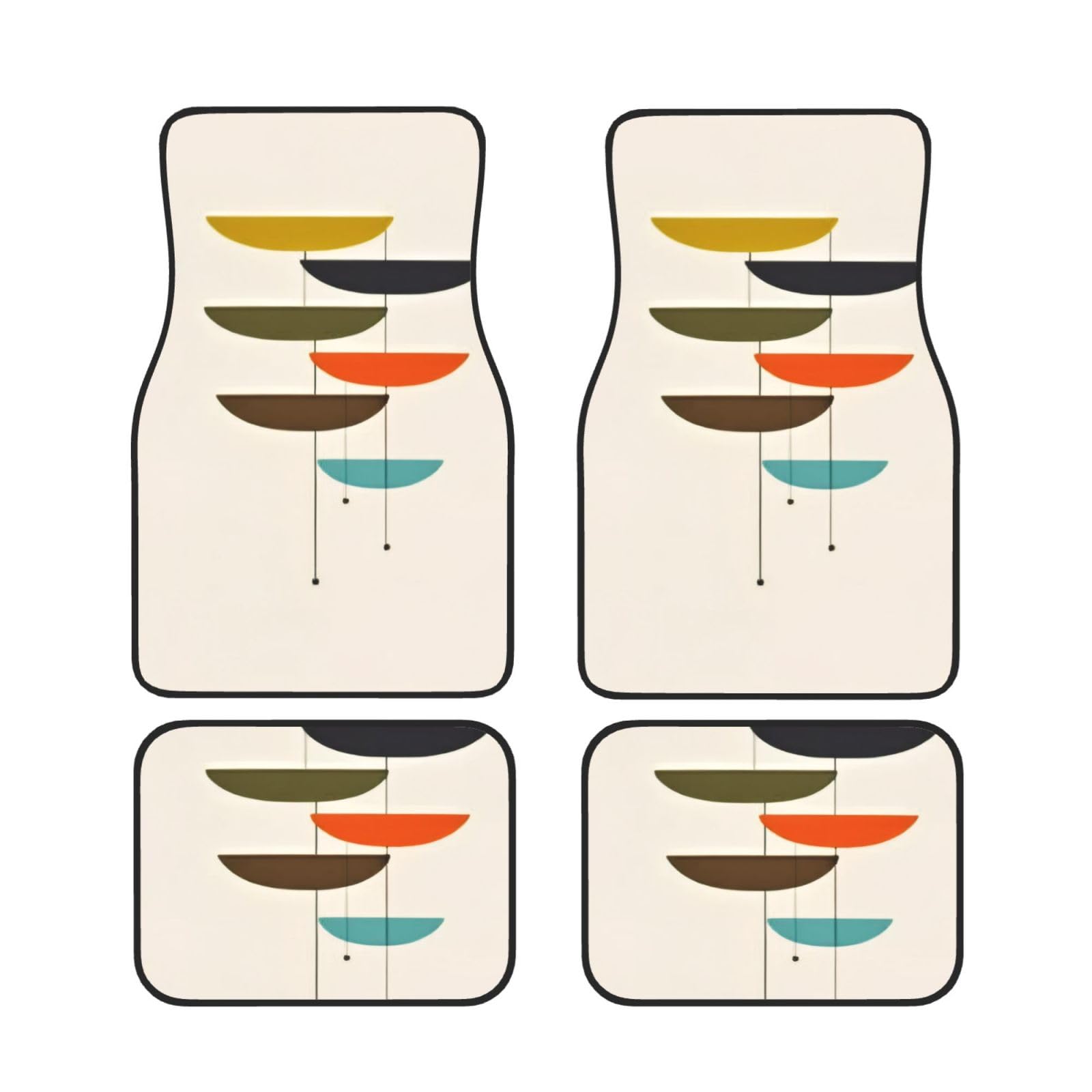 Mid Century Moderne Drucke Auto Fußmatten Set von 4 Stück, Universal Automotive Vorne Hinten Fußmatten - Wasserdichtes Anti-Rutsch-Neopren, Leicht zu Reinigen, für Autos, LKWs, SUV Mid Century Moderne Drucke Auto Fußmatten Set von 4 Stück, Universal Automotive Vorne Hinten Fußmatten - Wasserdichtes Anti-Rutsch-Neopren, Leicht zu Reinigen, für Autos, LKWs, SUV von KHDKLXOHZ