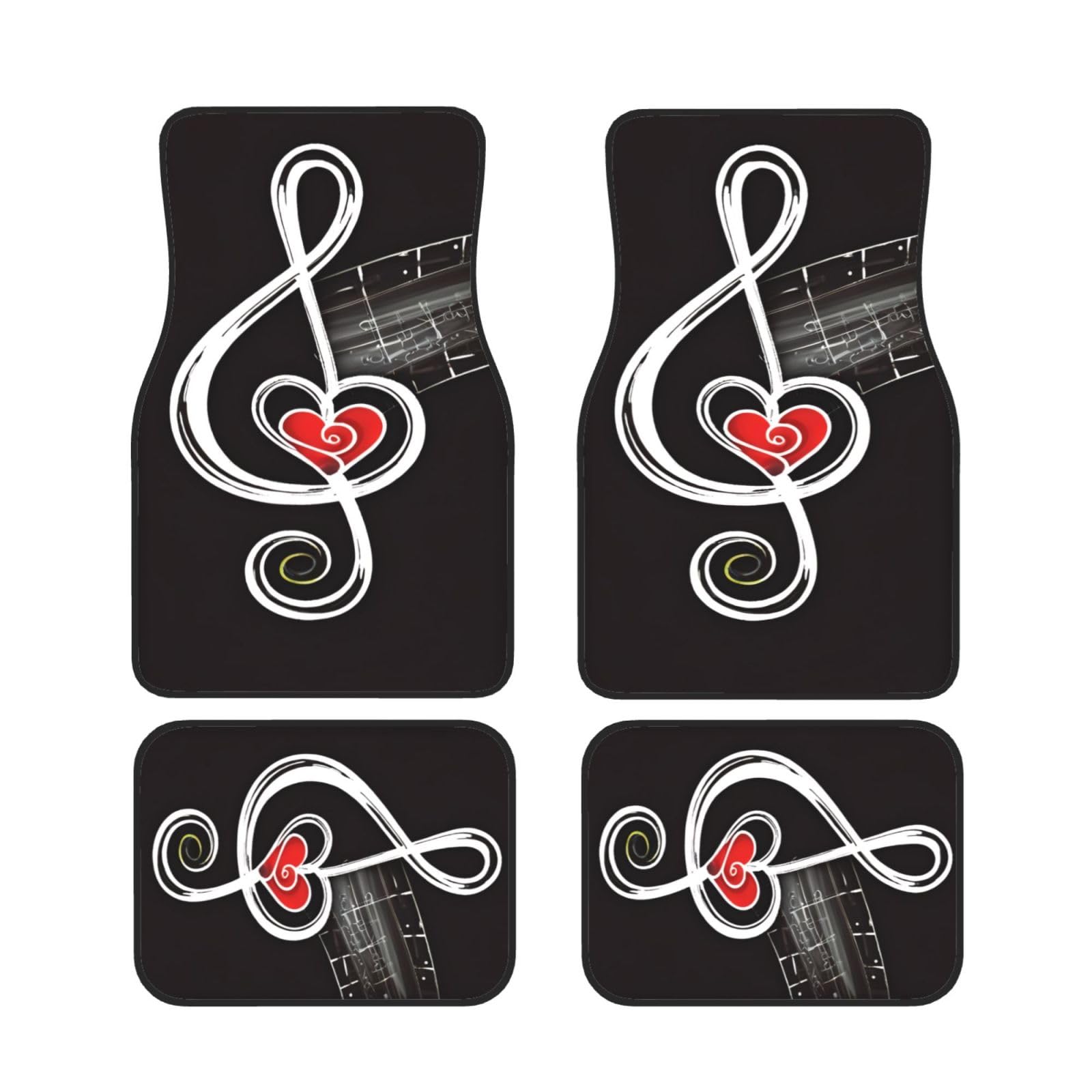 Musik Symbole Liebe Auto Fußmatten Set von 4 Stück, Universal Automotive Vorne Hinten Fußmatten - Wasserdicht Anti-Rutsch Neopren Leicht zu Reinigen für Auto LKW SUV Musik Symbole Liebe Auto Fußmatten Set von 4 Stück, Universal Automotive Vorne Hinten Fußmatten - Wasserdicht Anti-Rutsch Neopren Leicht zu Reinigen für Auto LKW SUV von KHDKLXOHZ