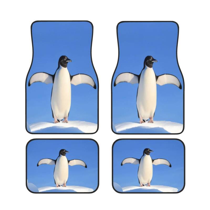 Niedlicher Pinguin Auto Fußmatten Set von 4 Stück, Universal Automotive vorne hinten Fußmatten - Wasserdicht Anti-Rutsch-Neopren Leicht zu reinigen für PKW LKW SUV von KHDKLXOHZ