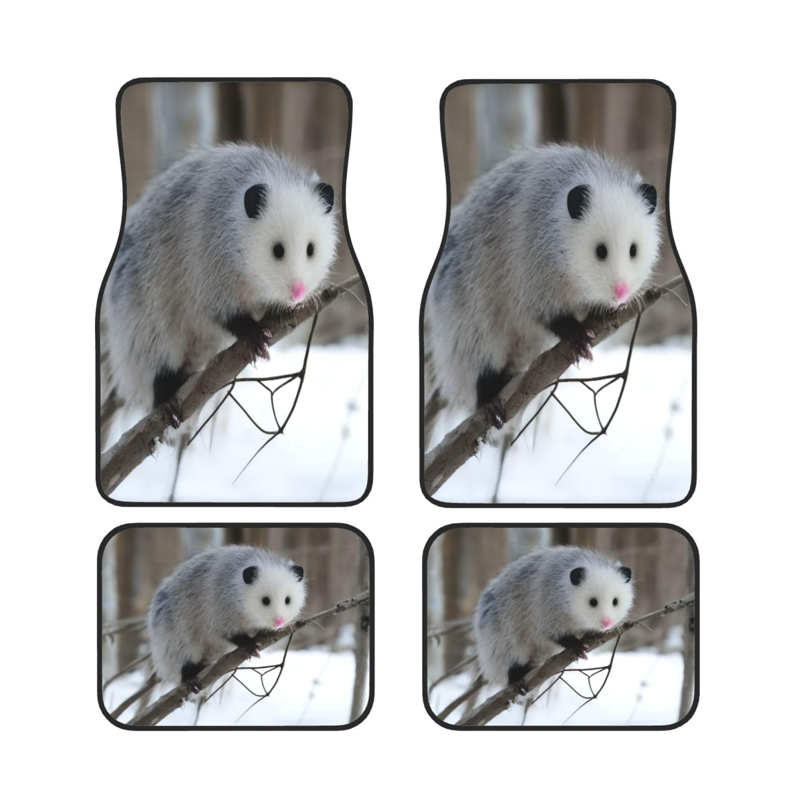 Opossum In Snow Auto Fußmatten Set von 4 Stück, Universal Automotive Vorne Hinten Fußmatten - Wasserdicht Anti-Rutsch-Neopren Leicht zu Reinigen für PKW LKW SUV Opossum In Snow Auto Fußmatten Set von 4 Stück, Universal Automotive Vorne Hinten Fußmatten - Wasserdicht Anti-Rutsch-Neopren Leicht zu Reinigen für PKW LKW SUV von KHDKLXOHZ