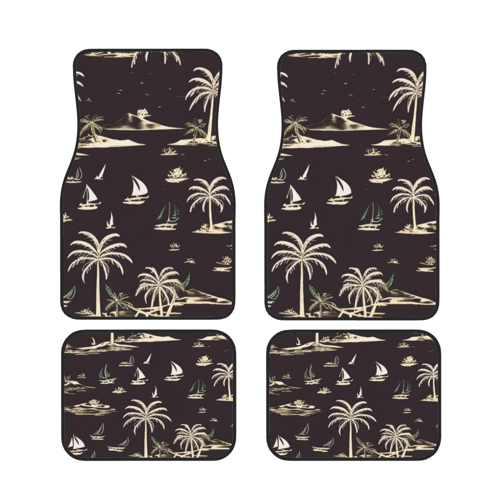 Palm Tree Auto Fußmatten Set von 4 Stück, Universal Automotive Vorne Hinten Fußmatten - Wasserdicht Anti-Rutsch-Neopren Leicht zu Reinigen für PKW LKW SUV Palm Tree Auto Fußmatten Set von 4 Stück, Universal Automotive Vorne Hinten Fußmatten - Wasserdicht Anti-Rutsch-Neopren Leicht zu Reinigen für PKW LKW SUV von KHDKLXOHZ