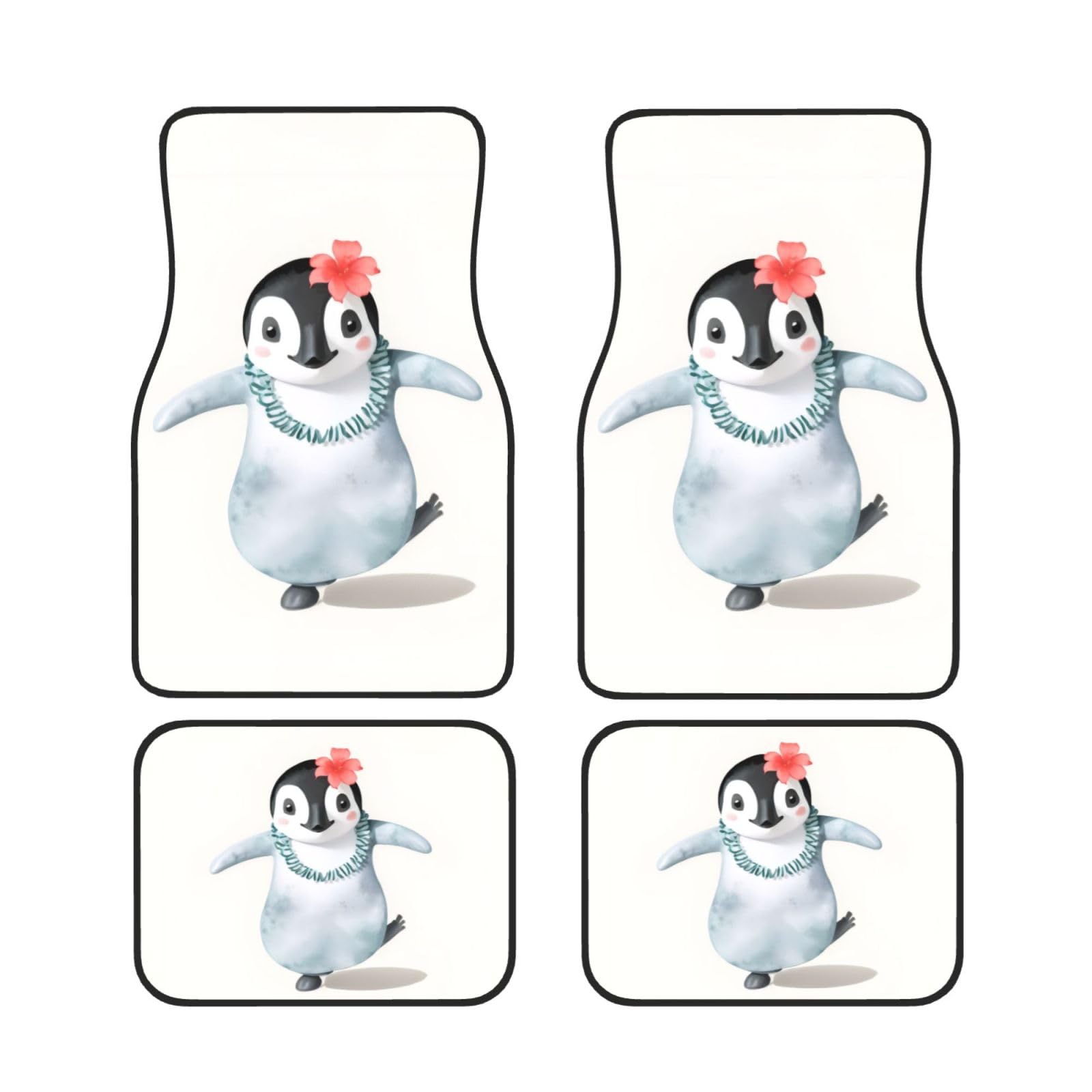 Pinguin trägt Blumen Auto Fußmatten Set von 4 Stück Universal Automotive Front Rear Floor Fußmatten - Wasserdicht Anti-Rutsch-Neopren Leicht zu Reinigen für Auto LKW SUV Pinguin trägt Blumen Auto Fußmatten Set von 4 Stück Universal Automotive Front Rear Floor Fußmatten - Wasserdicht Anti-Rutsch-Neopren Leicht zu Reinigen für Auto LKW SUV von KHDKLXOHZ