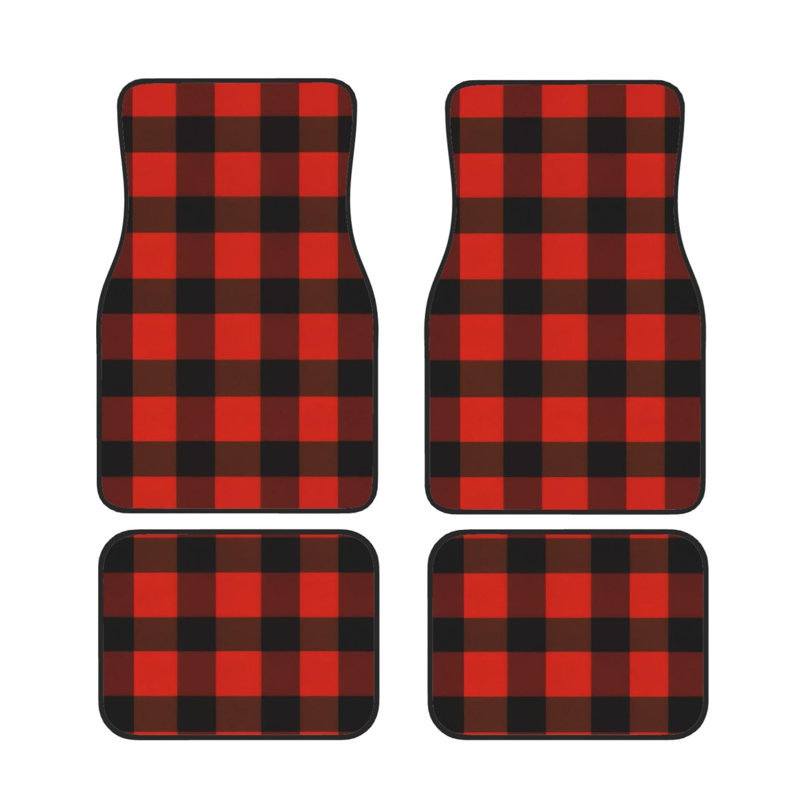Plaid Rot und Schwarz Auto Fußmatten Set von 4 Stück Universal Automotive Vorne Hinten Fußmatten - Wasserdicht Anti-Rutsch-Neopren Leicht zu Reinigen für PKW LKW SUV Plaid Rot und Schwarz Auto Fußmatten Set von 4 Stück Universal Automotive Vorne Hinten Fußmatten - Wasserdicht Anti-Rutsch-Neopren Leicht zu Reinigen für PKW LKW SUV von KHDKLXOHZ