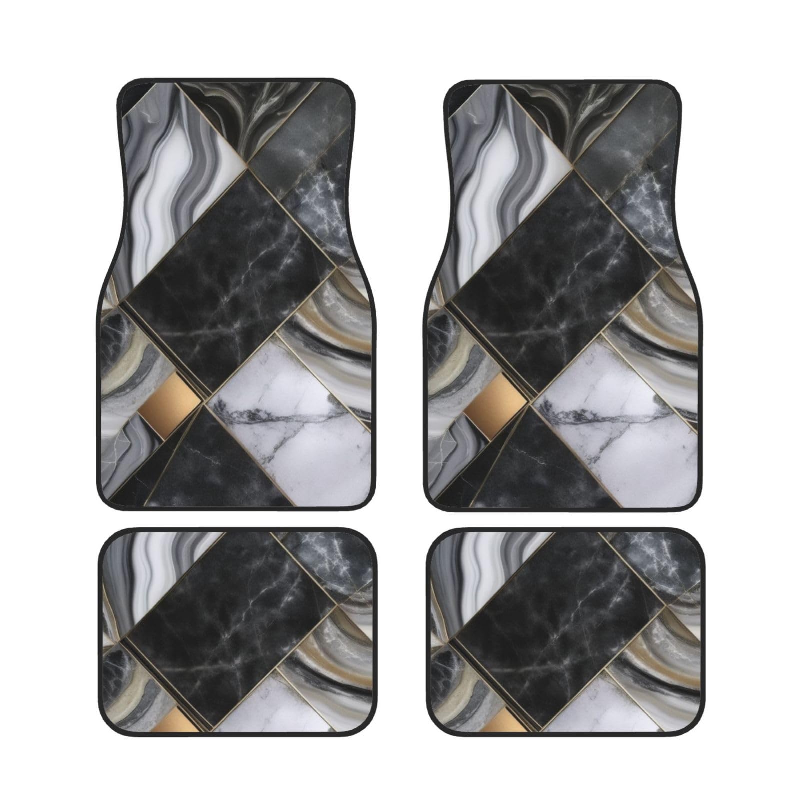 Schwarz Marmor Textur Gold Auto Fußmatten Set von 4 Stück Universal Automotive Vorne Hinten Fußmatten - Wasserdicht Anti-Rutsch-Neopren Leicht zu Reinigen für PKW LKW SUV Schwarz Marmor Textur Gold Auto Fußmatten Set von 4 Stück Universal Automotive Vorne Hinten Fußmatten - Wasserdicht Anti-Rutsch-Neopren Leicht zu Reinigen für PKW LKW SUV von KHDKLXOHZ