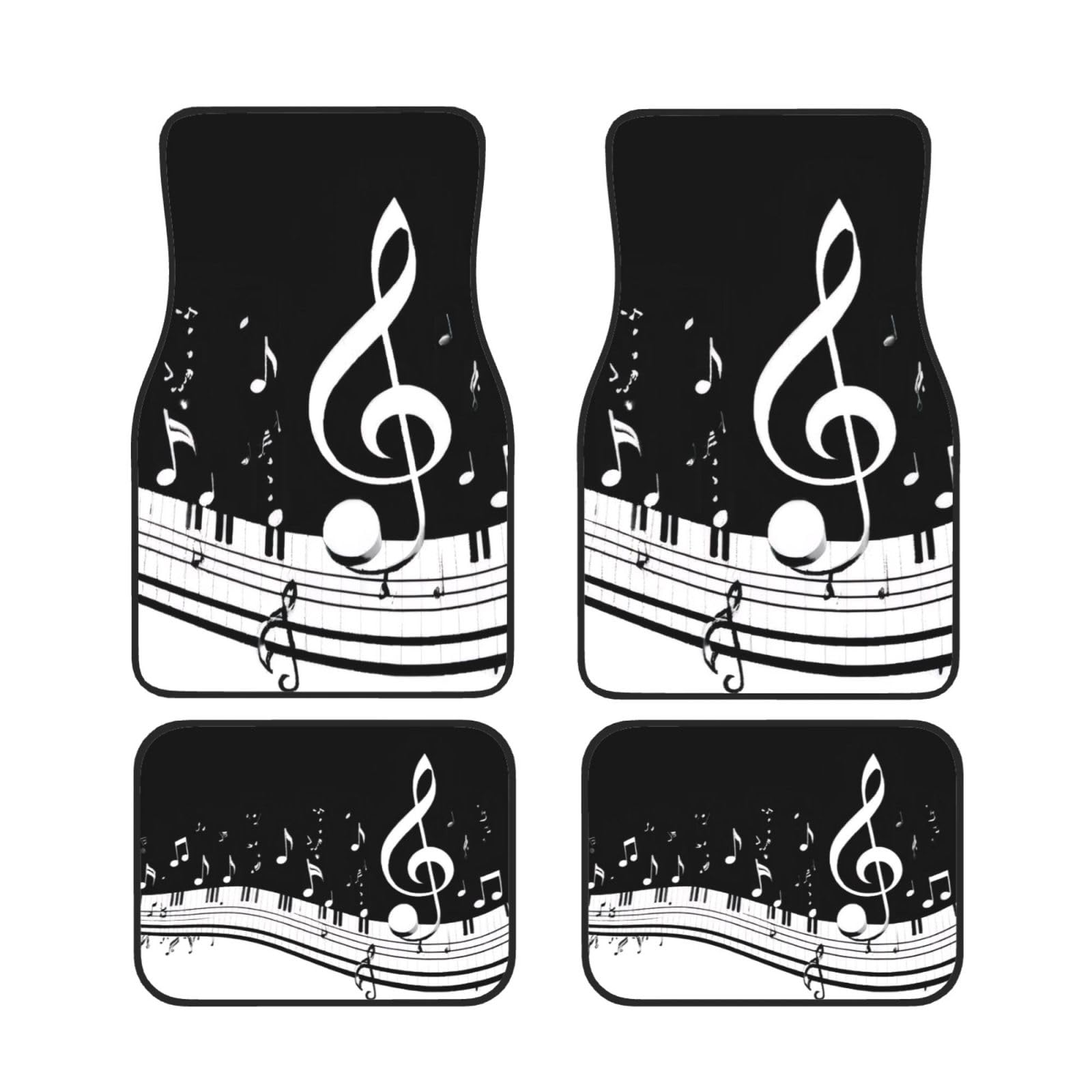 Schwarz Weiß Musik Note Auto Fußmatten Set von 4 Stück Universal Automotive Vorne Hinten Fußmatten - Wasserdicht Anti-Rutsch-Neopren Leicht zu Reinigen für PKW LKW SUV Schwarz Weiß Musik Note Auto Fußmatten Set von 4 Stück Universal Automotive Vorne Hinten Fußmatten - Wasserdicht Anti-Rutsch-Neopren Leicht zu Reinigen für PKW LKW SUV von KHDKLXOHZ