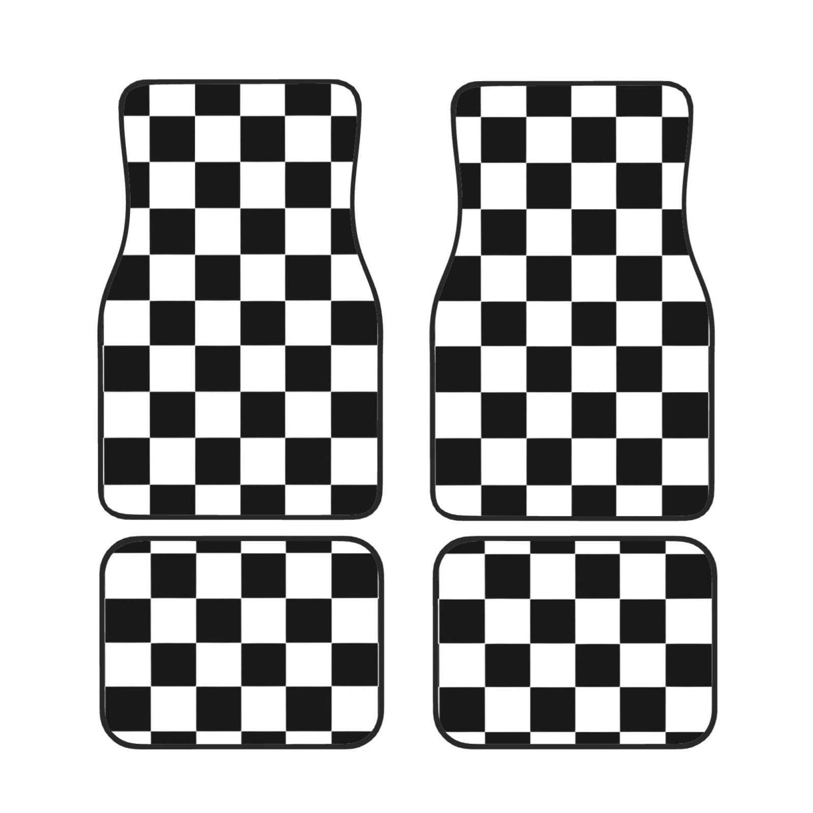 Schwarz und Weiß Plaid Auto Fußmatten Set von 4 Stück Universal Automotive Vorne Hinten Fußmatten - Wasserdicht Anti-Rutsch-Neopren Leicht zu Reinigen für PKW LKW SUV Schwarz und Weiß Plaid Auto Fußmatten Set von 4 Stück Universal Automotive Vorne Hinten Fußmatten - Wasserdicht Anti-Rutsch-Neopren Leicht zu Reinigen für PKW LKW SUV von KHDKLXOHZ