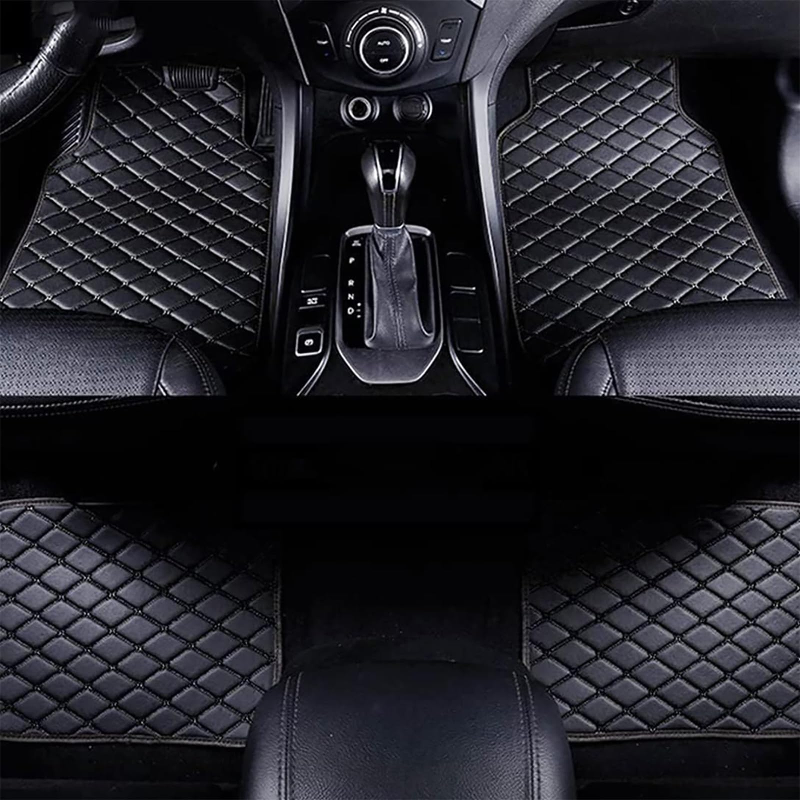 Auto Leder Fussmatten Set für BMW X1 F48 2015-2019, Individuelle Passform Wasserdicht Tragen Anti Rutsch Matten, Allwetter Auto Vorne Hinten Bodenmatte Set,A/All-Black von KHIRY