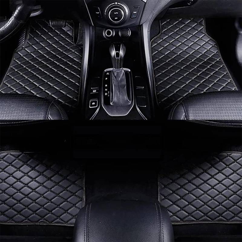 KHIRY Auto Leder Fussmatten Set für BMW X1 F48 2015-2019, Individuelle Passform Wasserdicht Tragen Anti Rutsch Matten, Allwetter Auto Vorne Hinten Bodenmatte Set,A/All-Black von KHIRY