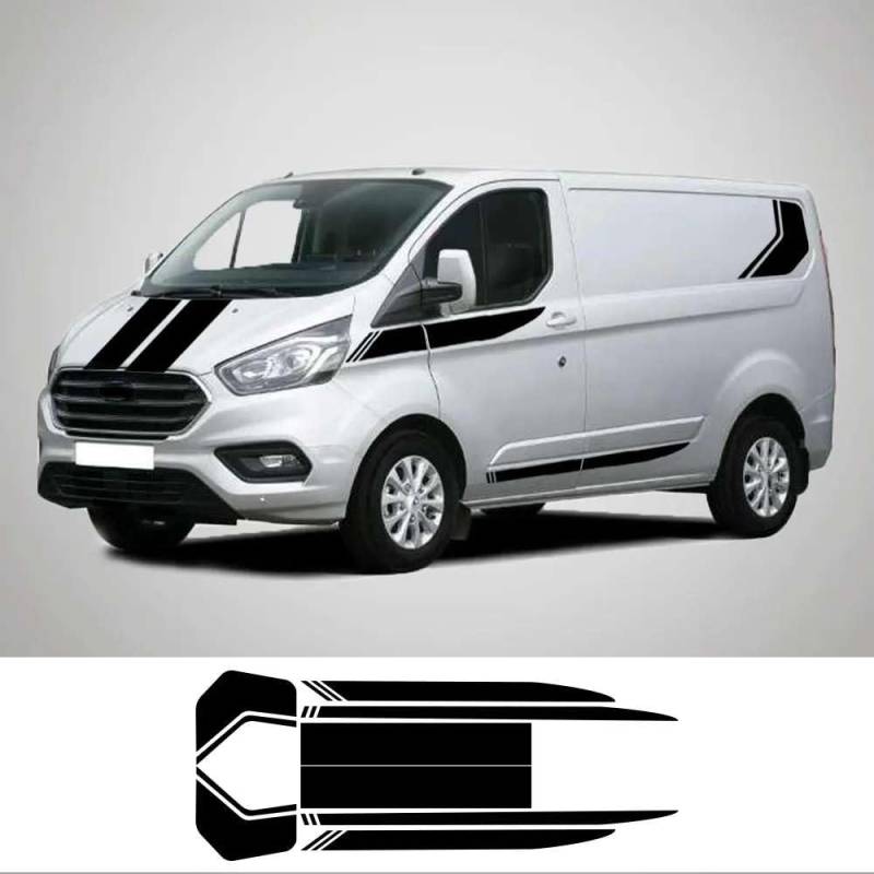2 Teile/Los Auto Aufkleber, für Ford Transit Tourneo Custom MK7 MK8 MK9 Sport Stripe KIT Van Vinyl Aufkleber Tuning Auto Zubehör von KHPGQIAS