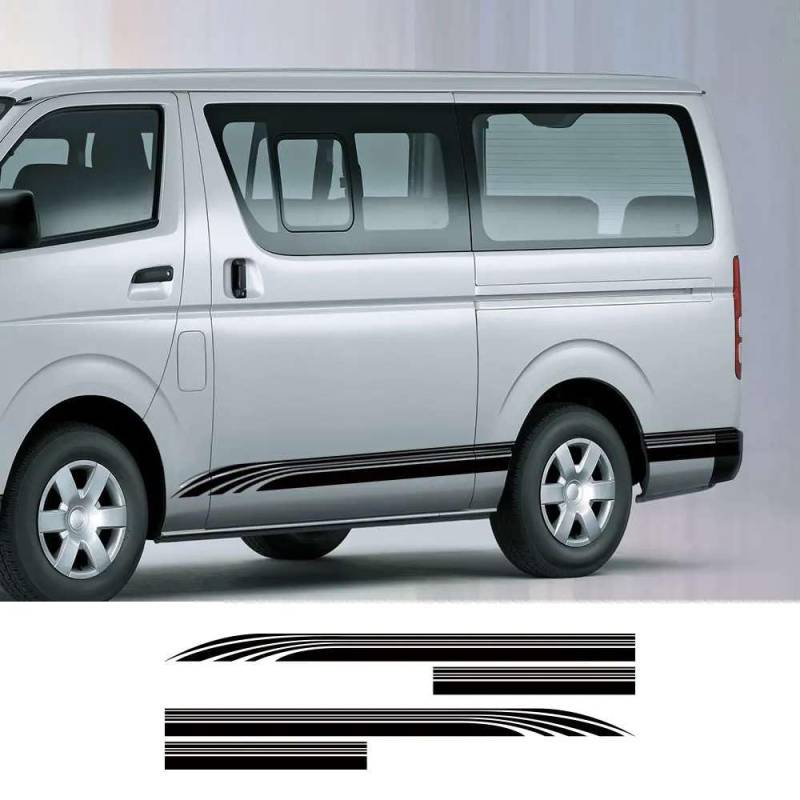 2pcs Auto Aufkleber Tür Seitenschweller Aufkleber, für Toyota Hiace Bus Sport Streifen Dekoration Vinyl Film Tuning Auto Zubehör von KHPGQIAS