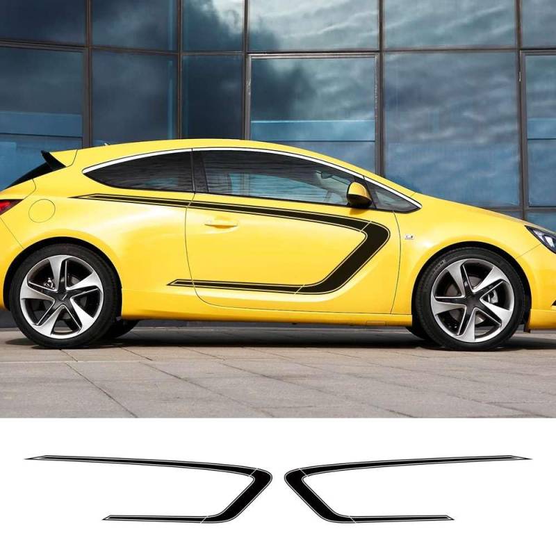 2pcs Auto Seitentür Aufkleber, für Opel Astra h j g k GTC Auto Tuning Zubehör Racing Sport Styling Vinyl Film Aufkleber von KHPGQIAS