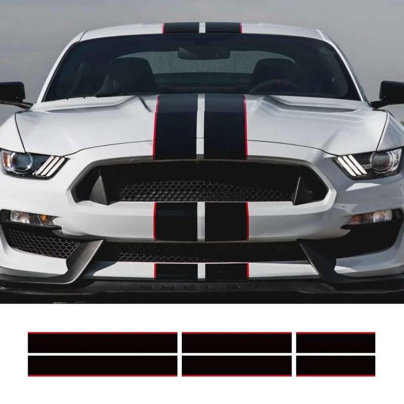 3Pcs Auto Aufkleber, für Ford Mustang GT500 GT350 GT Grafik Streifen Kit Vinyl Tuning Abdeckung Auto Motorhaube Bonent Dach Heck Dekor Aufkleber von KHPGQIAS